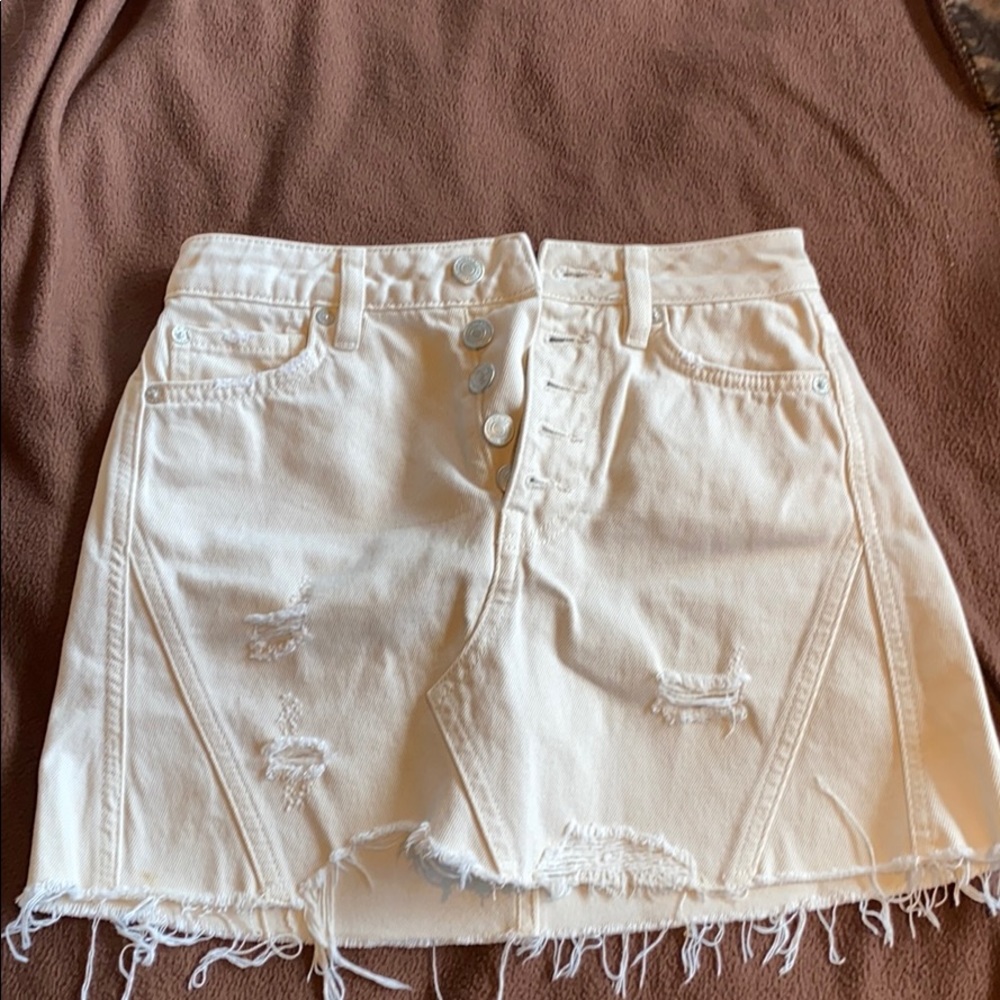 cream jean mini skirt